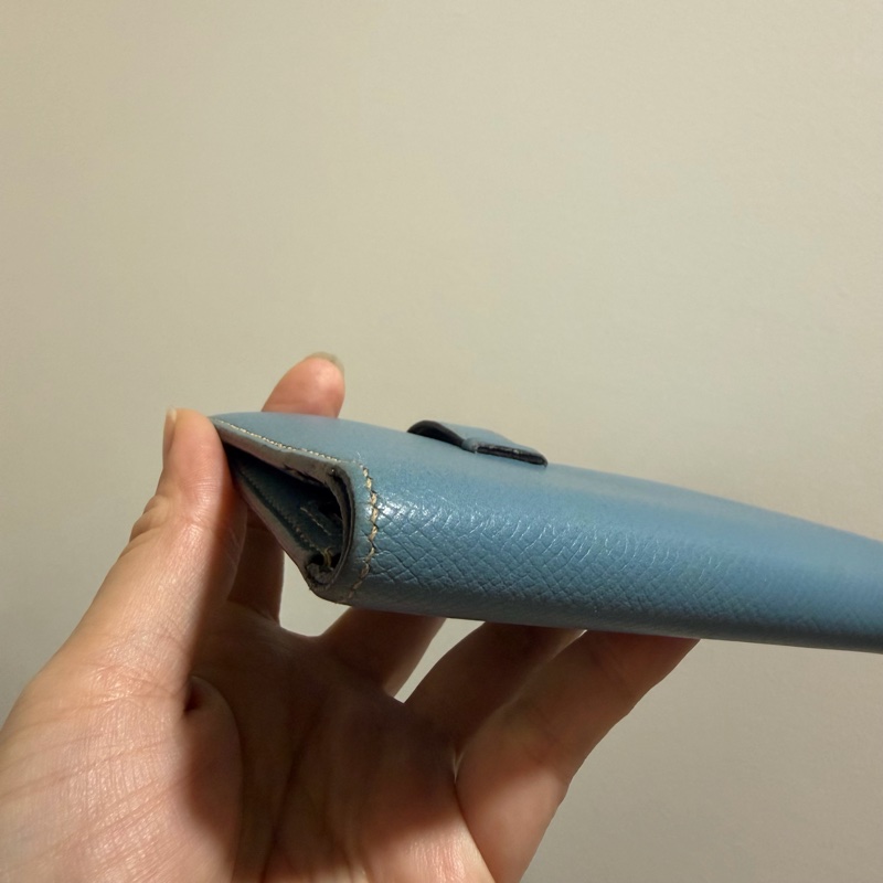 Hermes 愛馬仕 bearn 短夾 牛仔藍 銀釦-12