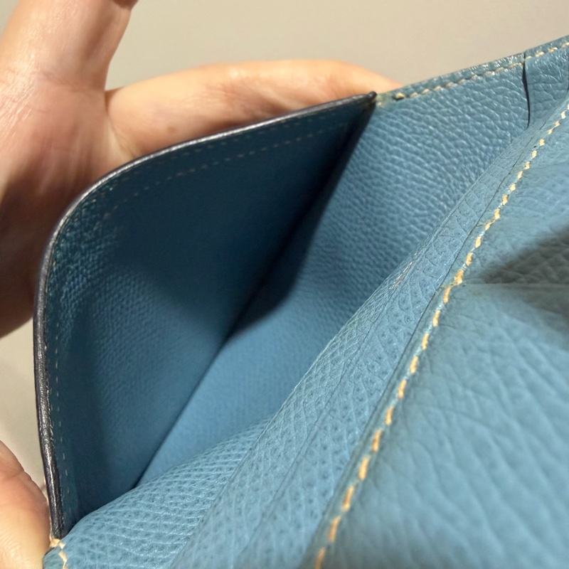 Hermes 愛馬仕 bearn 短夾 牛仔藍 銀釦-18