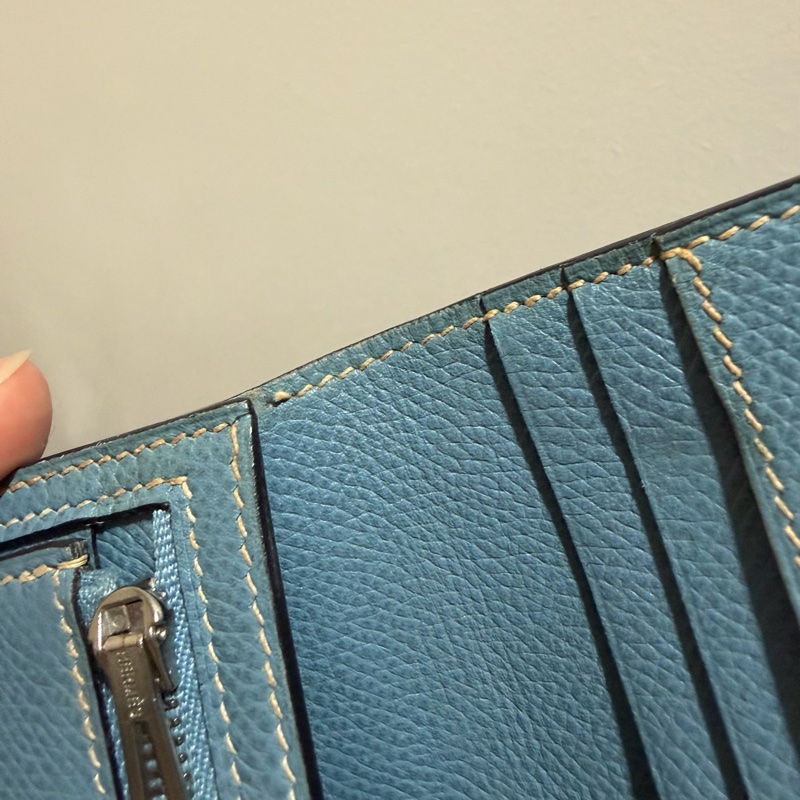 Hermes 愛馬仕 bearn 短夾 牛仔藍 銀釦-23