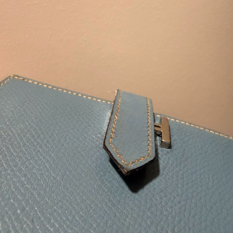 Hermes 愛馬仕 bearn 短夾 牛仔藍 銀釦-28