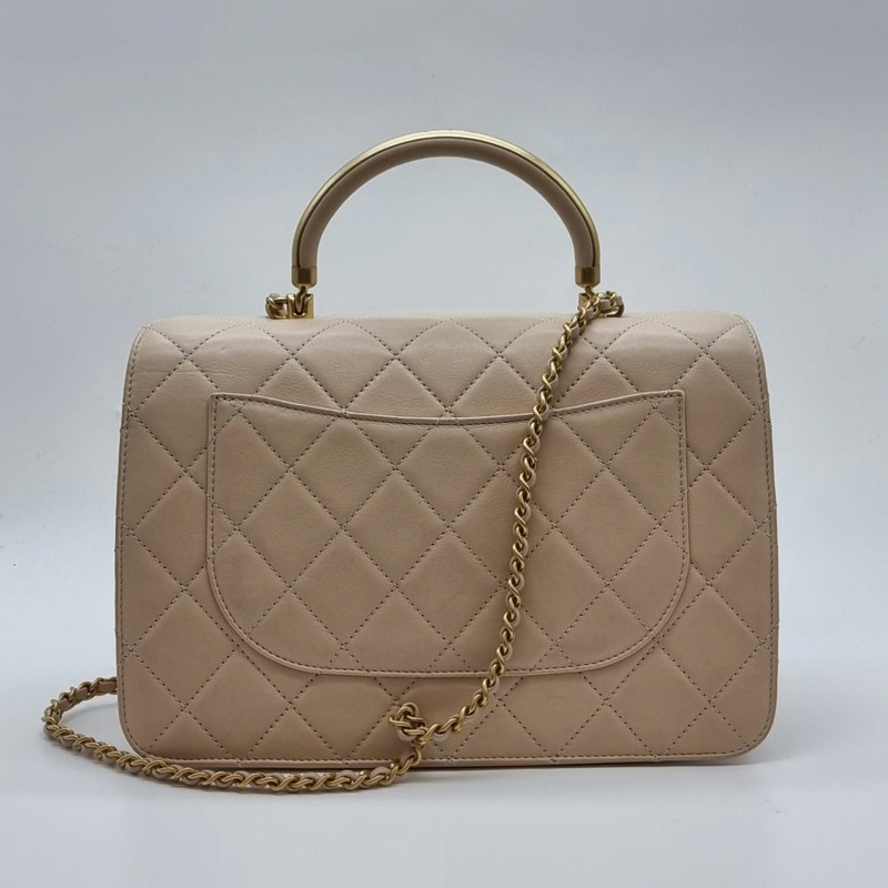 【包稅】CHANEL 米色手提絎縫托特包 CHB101514-3