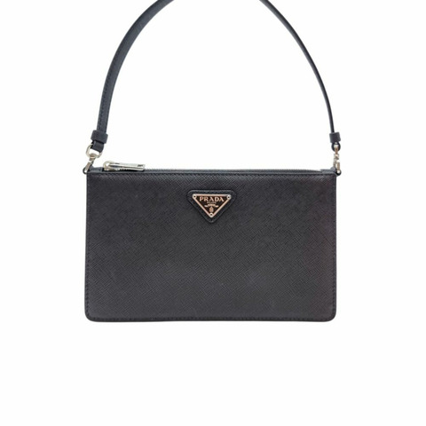 PRADA 1BC155 黑色 Saffiano 皮革迷你肩背包 PRB102106