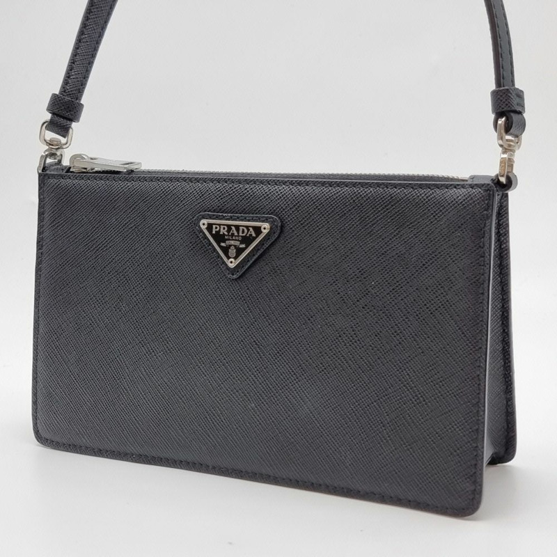 【包稅】PRADA 1BC155 黑色 Saffiano 皮革迷你肩背包 PRB102106-1