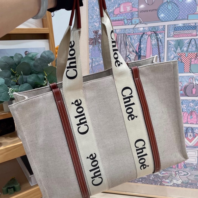 Chloe woody大號焦糖托特包-1