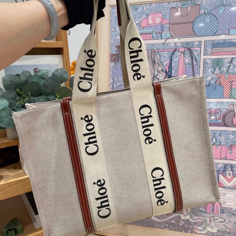Chloe woody大號焦糖托特包-5