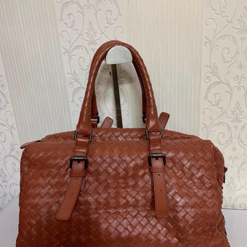 Bottega Veneta 編織手提包玫紅色-0