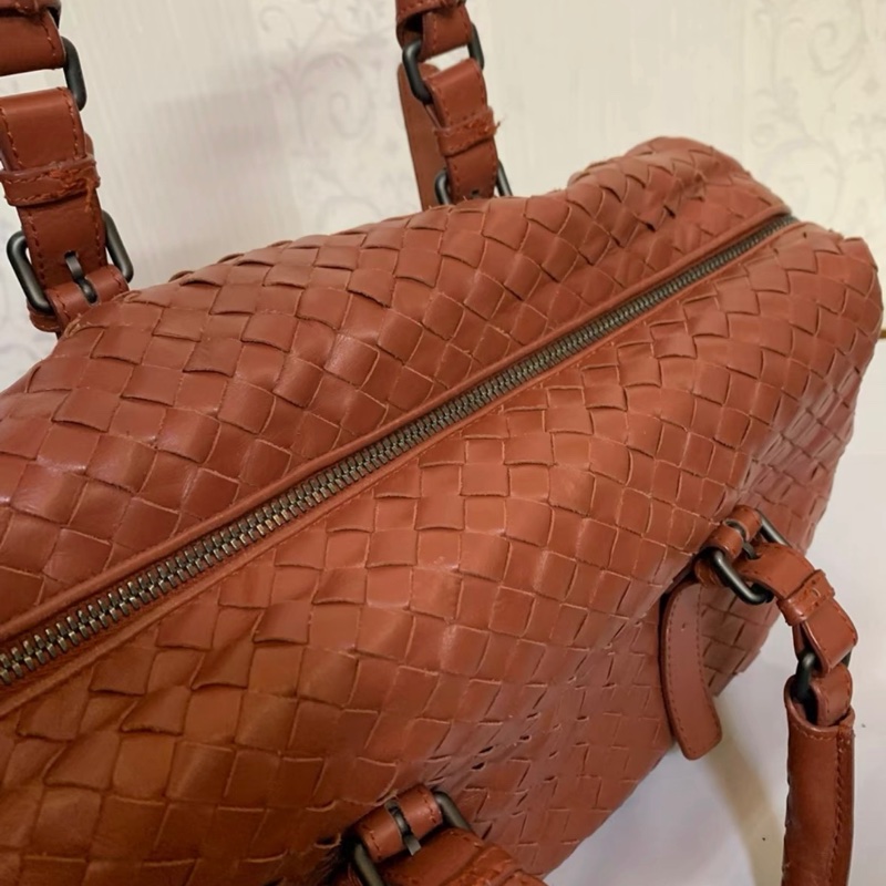 Bottega Veneta 編織手提包玫紅色-2