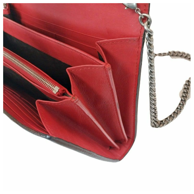 【包稅】GUCCI GG Supreme帆布Dionysus鏈條皮夾肩包斜背包（401231）-3