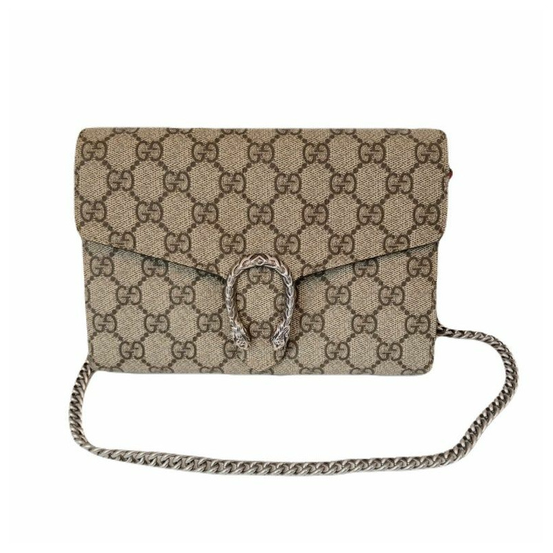 【包稅】GUCCI GG Supreme帆布Dionysus鏈條皮夾肩包斜背包（401231）-7