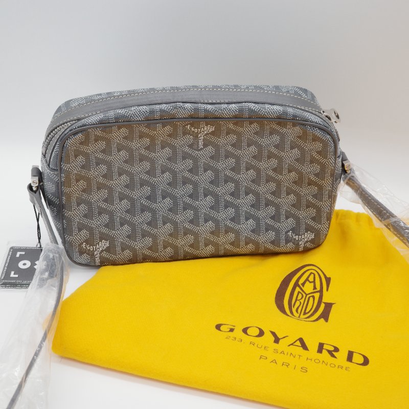 Goyard 戈雅 Cap-Vert PM 經典花紋 灰色 帆布 小牛皮 相機包 斜挎包-0