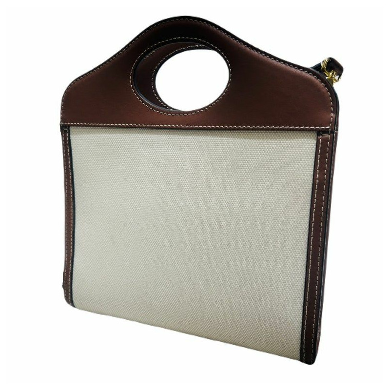 【包稅】BURBERRY 雙色帆布皮革馬莓迷你口袋手提斜背包-5