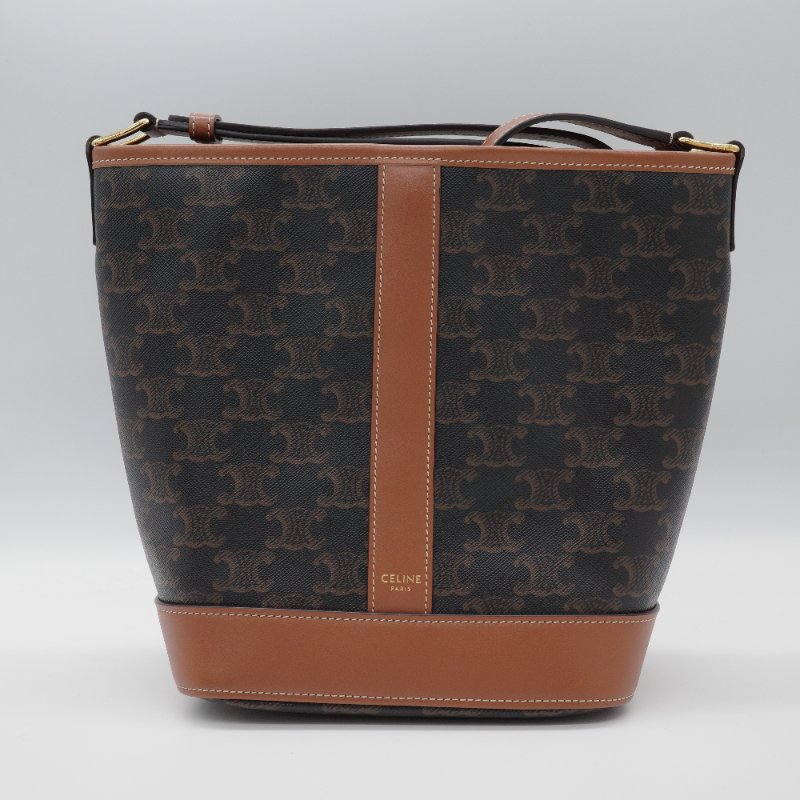Celine 思琳 經典花紋 水桶包小號 棕色 牛皮 斜挎包 單肩包-2