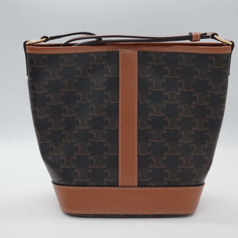 Celine 思琳 經典花紋 水桶包小號 棕色 牛皮 斜挎包 單肩包-4