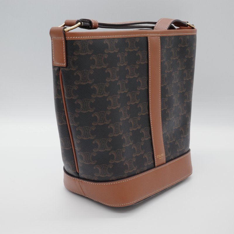 Celine 思琳 經典花紋 水桶包小號 棕色 牛皮 斜挎包 單肩包-5