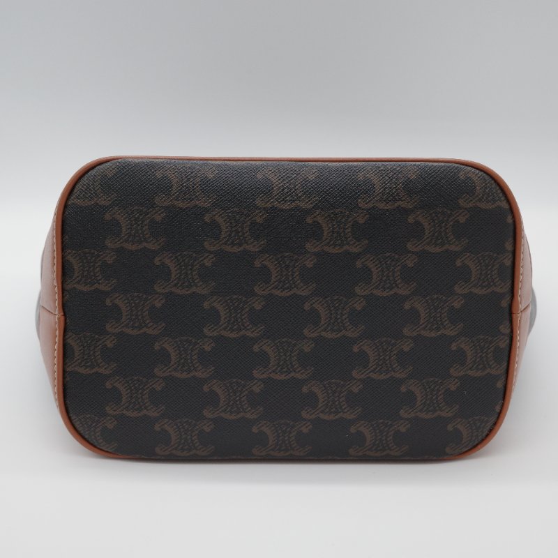 Celine 思琳 經典花紋 水桶包小號 棕色 牛皮 斜挎包 單肩包-6