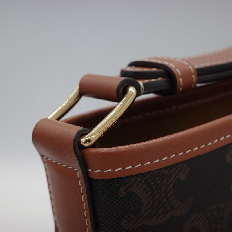 Celine 思琳 經典花紋 水桶包小號 棕色 牛皮 斜挎包 單肩包-9