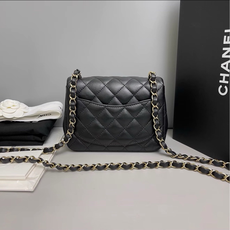 🈶購證99新🆕超低價😍Chanel黑金全皮菱格cf方胖子單肩斜挎包-6