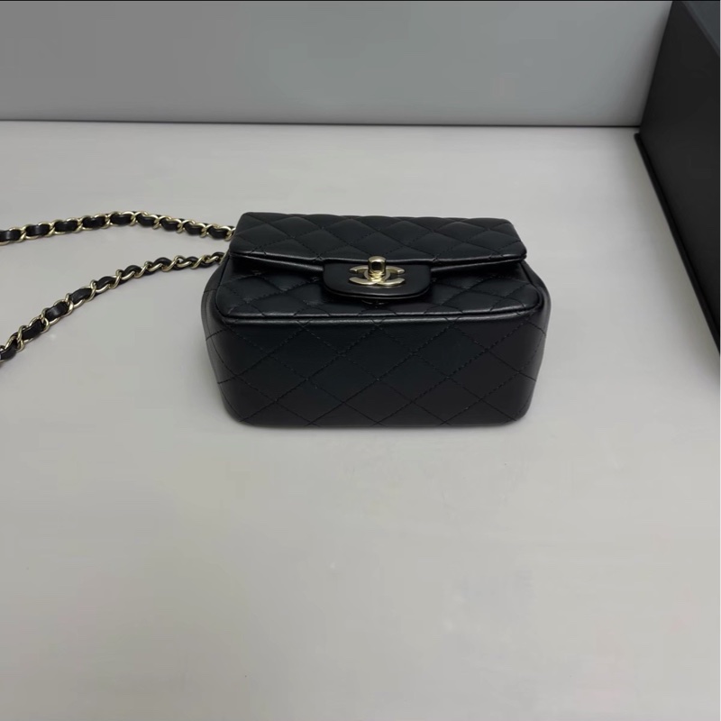 🈶購證99新🆕超低價😍Chanel黑金全皮菱格cf方胖子單肩斜挎包-12