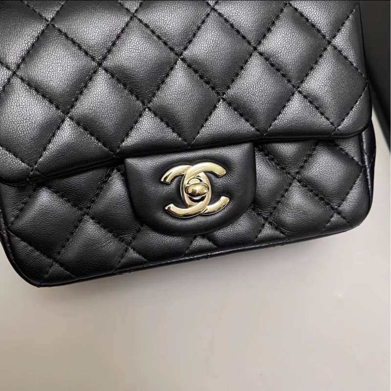 🈶購證99新🆕超低價😍Chanel黑金全皮菱格cf方胖子單肩斜挎包-13