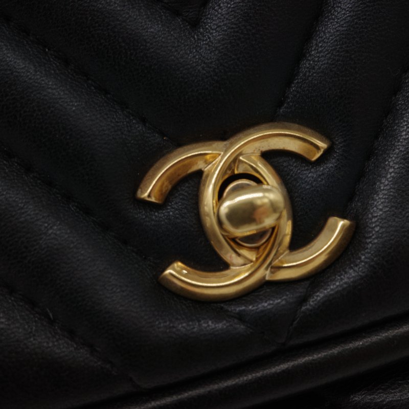 Chanel 香奈兒 V-Stitch V 紋 山形紋 黑色 牛皮 手提包 郵差包 斜挎包-6