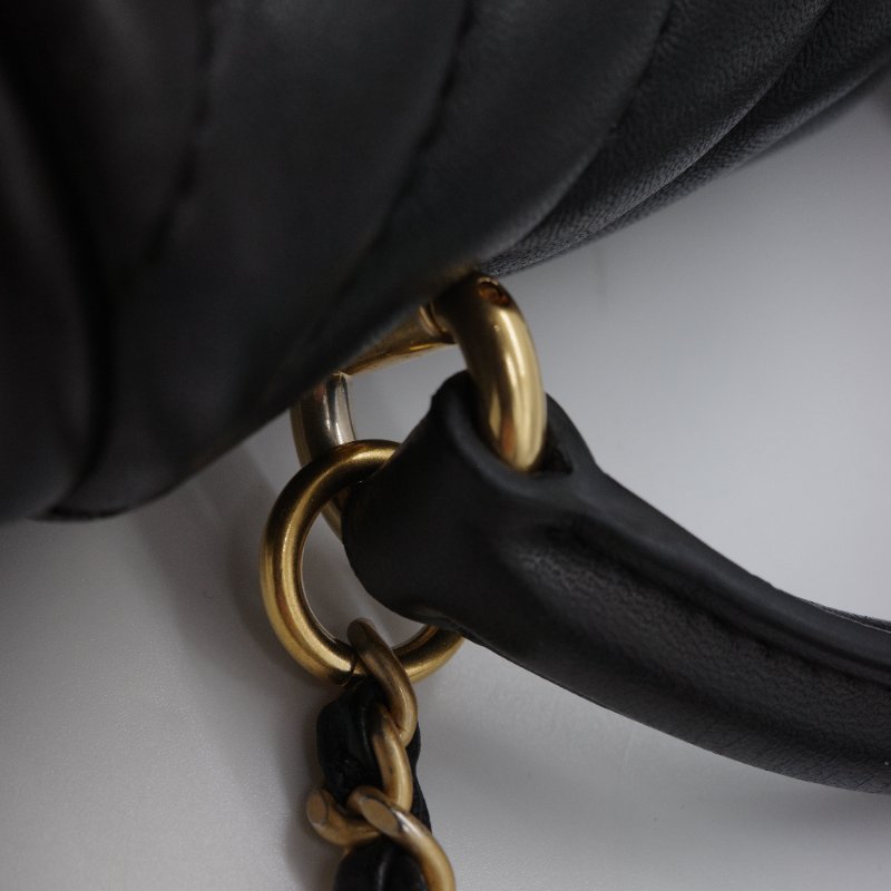 Chanel 香奈兒 V-Stitch V 紋 山形紋 黑色 牛皮 手提包 郵差包 斜挎包-8