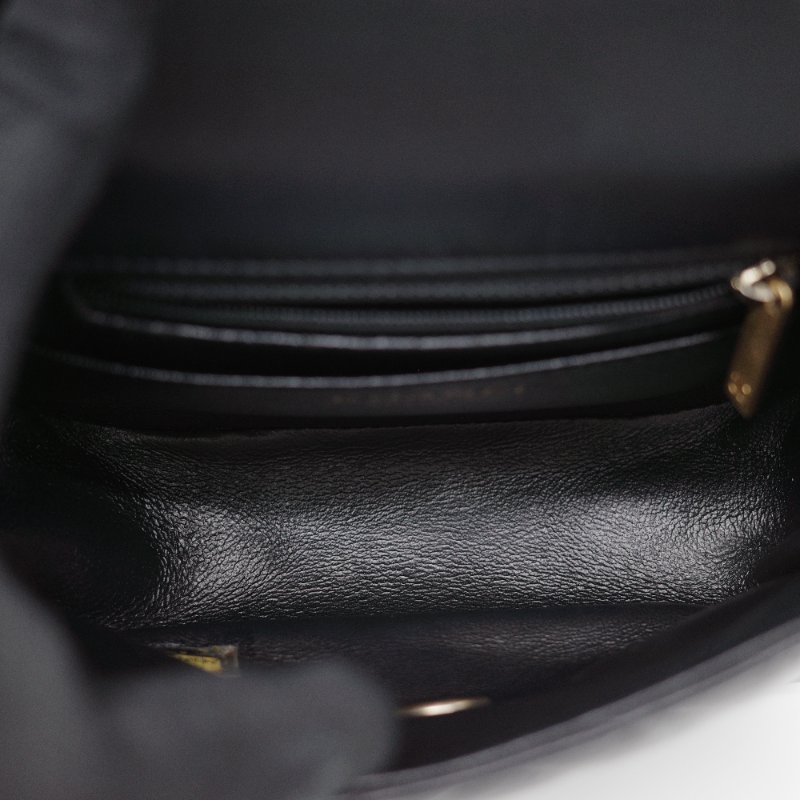 Chanel 香奈兒 V-Stitch V 紋 山形紋 黑色 牛皮 手提包 郵差包 斜挎包-11