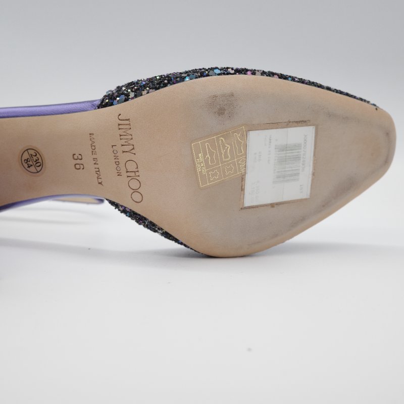 Jimmy Choo Micky 85 星空藍 亮片高跟鞋 銀色 亮粉粗格紋 皮革 高跟 尖頭鞋-8