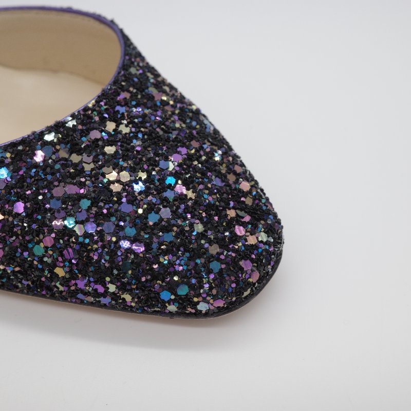 Jimmy Choo Micky 85 星空藍 亮片高跟鞋 銀色 亮粉粗格紋 皮革 高跟 尖頭鞋-11