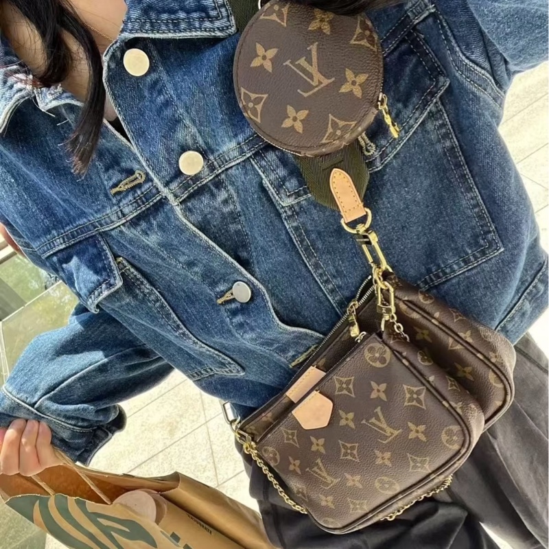 熱銷神包🤩99新🆕Lv路易威登五合一綠肩帶老花單肩斜挎包-1