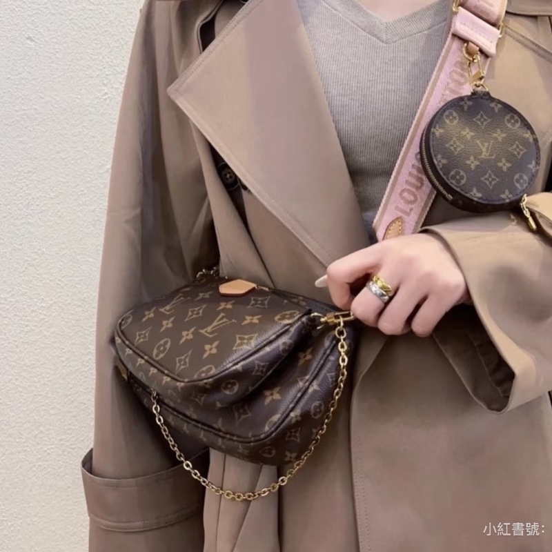 熱銷神包🤩99新🆕Lv路易威登五合一綠肩帶老花單肩斜挎包-3
