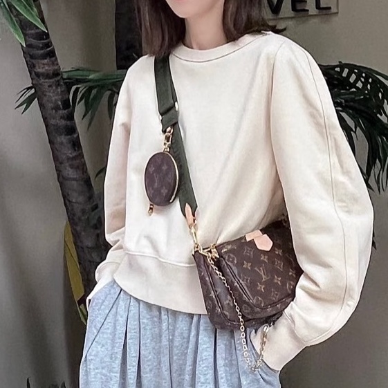 熱銷神包🤩99新🆕Lv路易威登五合一綠肩帶老花單肩斜挎包-5