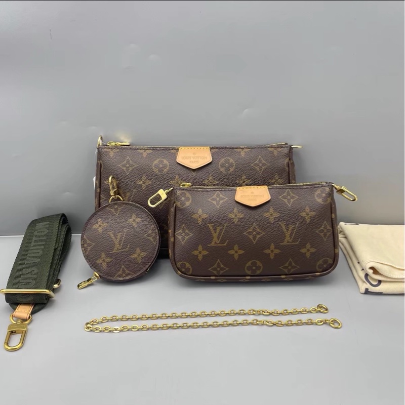 熱銷神包🤩99新🆕Lv路易威登五合一綠肩帶老花單肩斜挎包-2