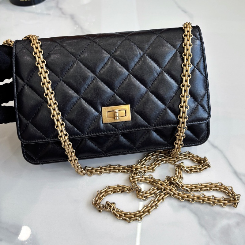 【近新閒置品】香奈兒 Chanel 黑金2.55 woc鏈條包28開無卡單肩斜挎包-0