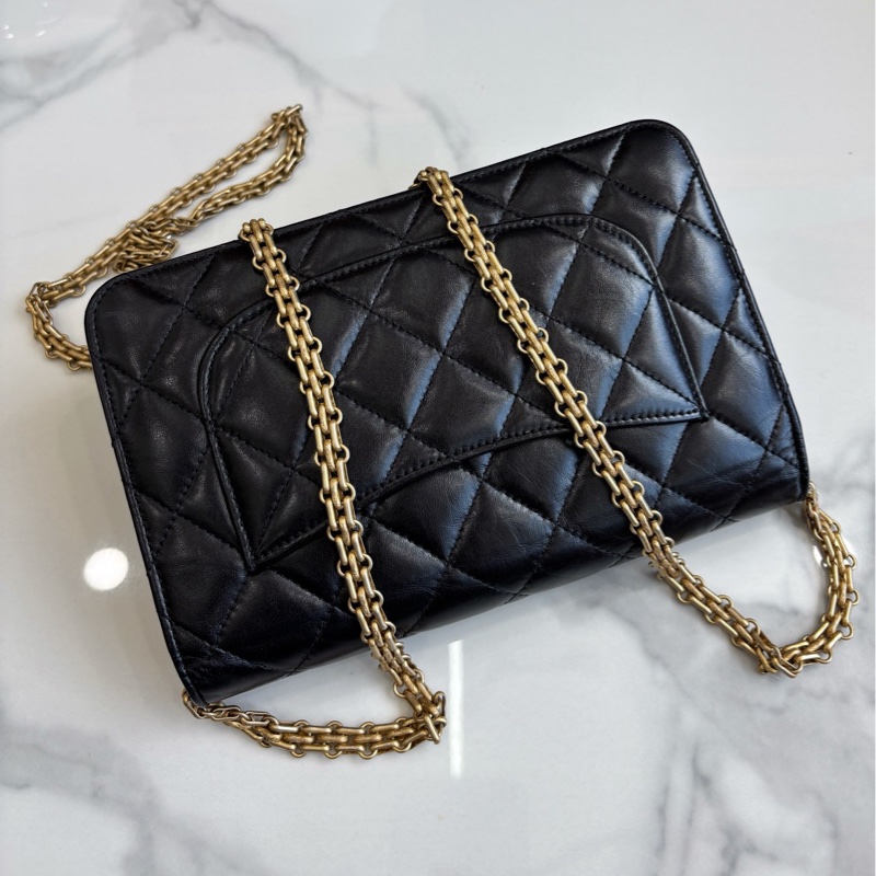 【近新閒置品】香奈兒 Chanel 黑金2.55 woc鏈條包28開無卡單肩斜挎包-1