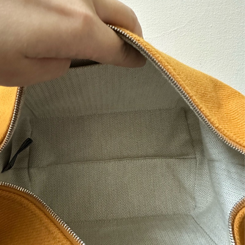 Hermes 愛馬仕 飯盒包 小號 Bride a Brac Case 赭石色 3H Ocre  PM 洗漱包  羊毛材質-11