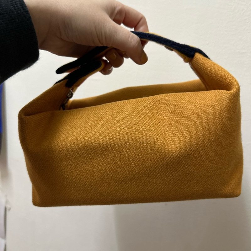 Hermes 愛馬仕 飯盒包 小號 Bride a Brac Case 赭石色 3H Ocre  PM 洗漱包  羊毛材質-13