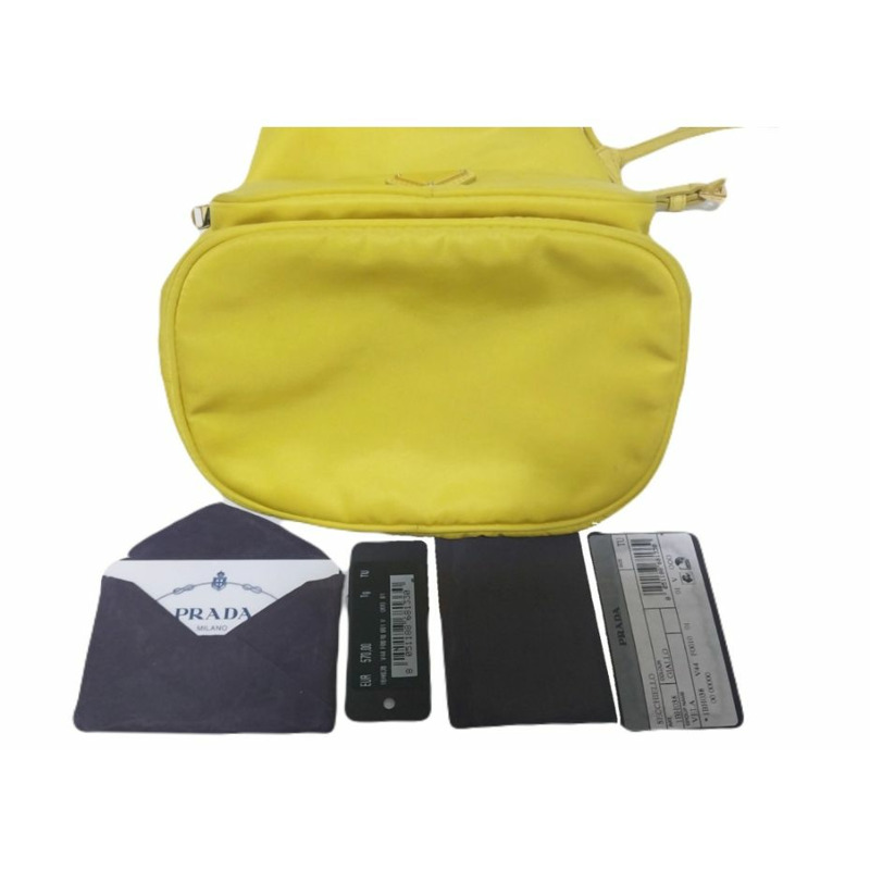 【包稅】PRADA 1BH038 黃色尼龍水桶包 肩背包 斜背包-1