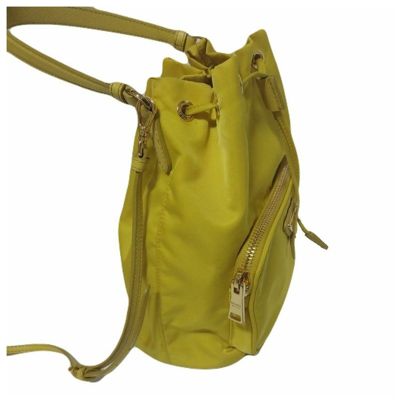 【包稅】PRADA 1BH038 黃色尼龍水桶包 肩背包 斜背包-2