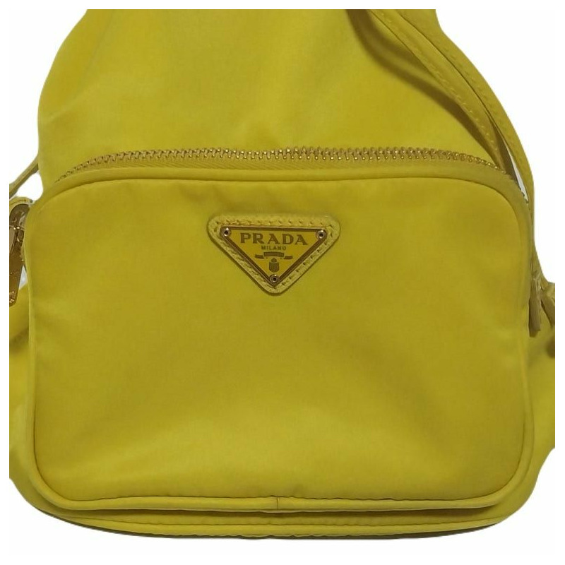 【包稅】PRADA 1BH038 黃色尼龍水桶包 肩背包 斜背包-7