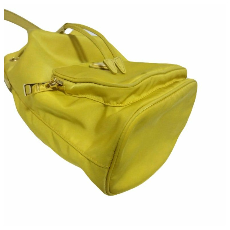 【包稅】PRADA 1BH038 黃色尼龍水桶包 肩背包 斜背包-8