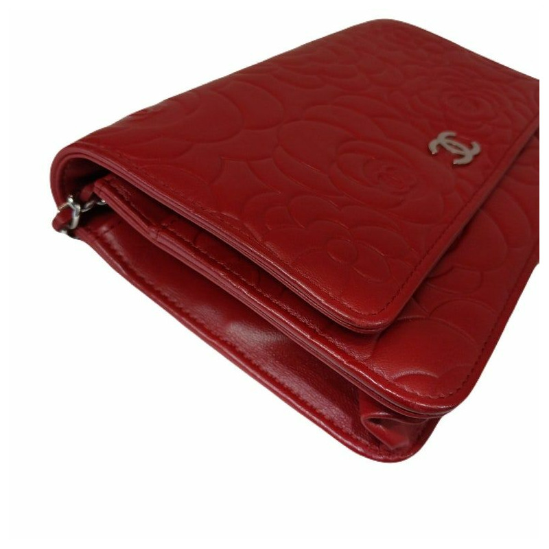 【包稅】CHANEL 香奈兒 15 系列紅色羊皮鏈山茶花手拿包/斜背包-2