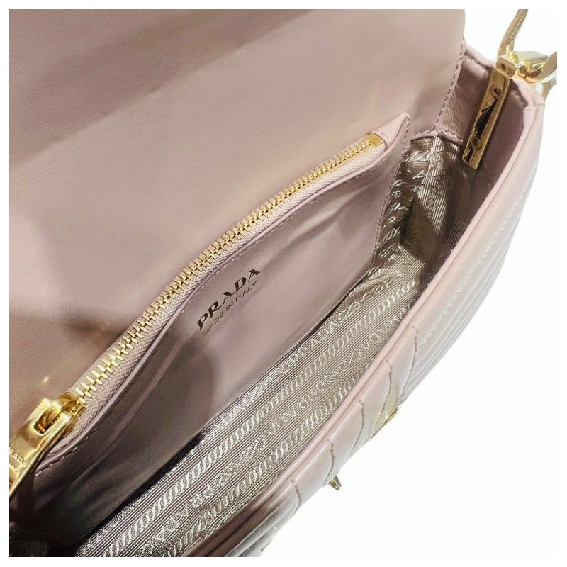 【包稅】PRADA 粉紅色Logo絎縫手提包單肩包-1