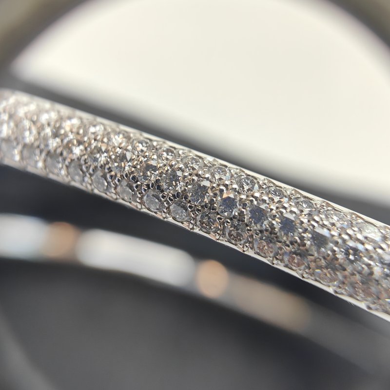 Cartier 卡地亞 Juste Un Clou 白金手鐲 經典設計 半圓形鑽石鑲嵌 尺寸 17-5