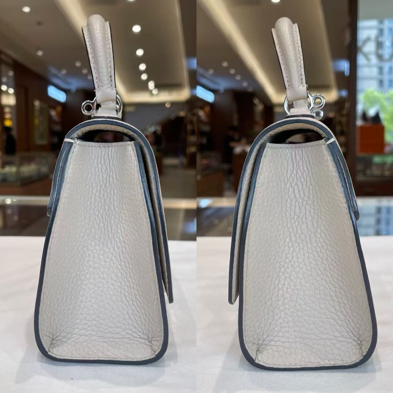 MOYNAT 淺灰rejane小號手提斜背包20*14*6 99新配件塵袋-5