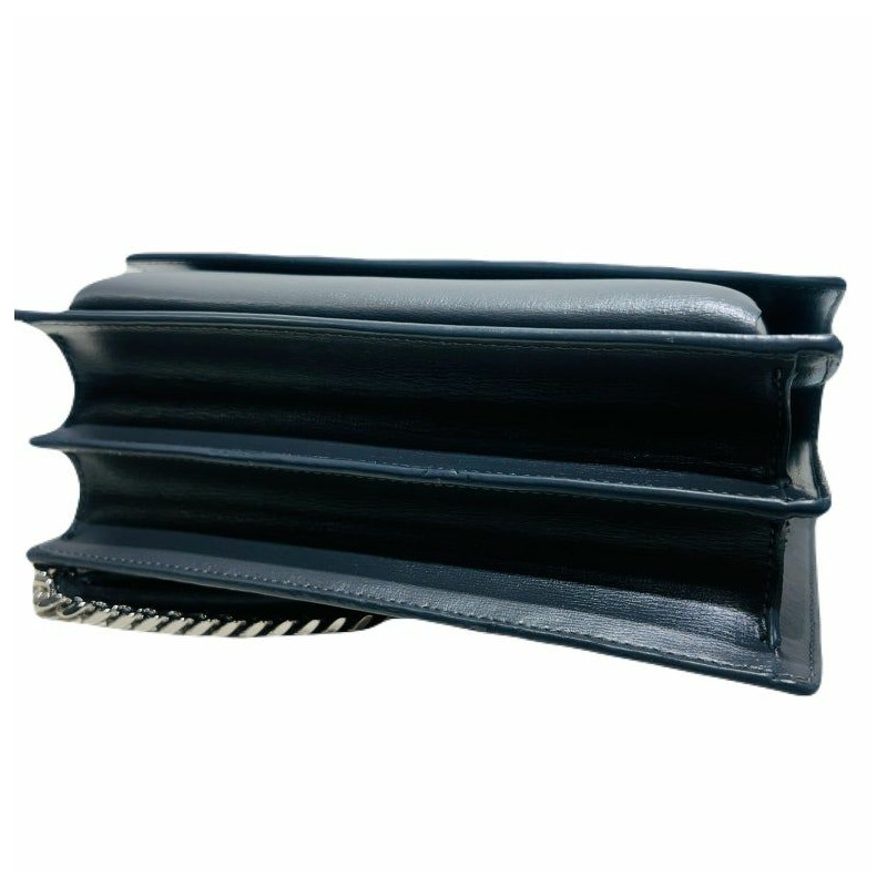 【包稅】SAINT LAURENT YSL 深灰色日落色皮革 Monogram 銀色鏈條單肩斜背包-2