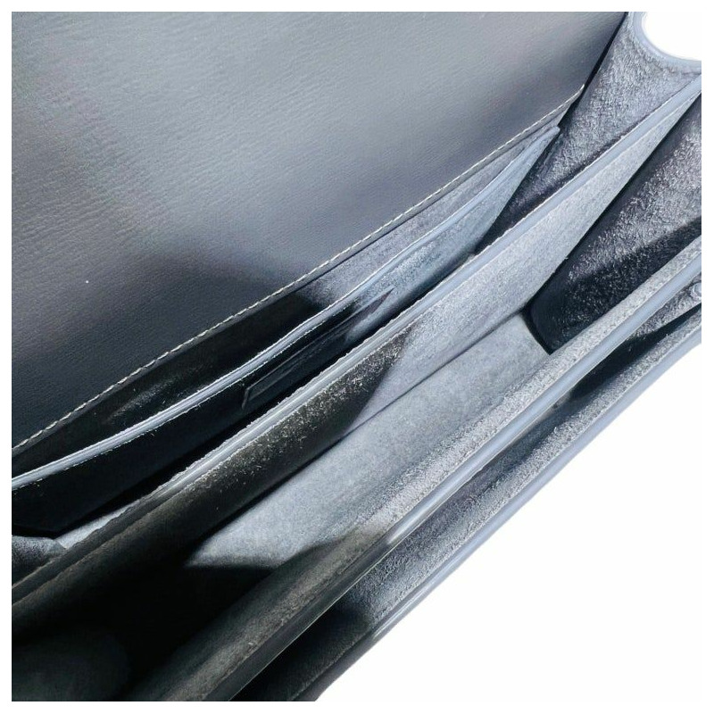 【包稅】SAINT LAURENT YSL 深灰色日落色皮革 Monogram 銀色鏈條單肩斜背包-3