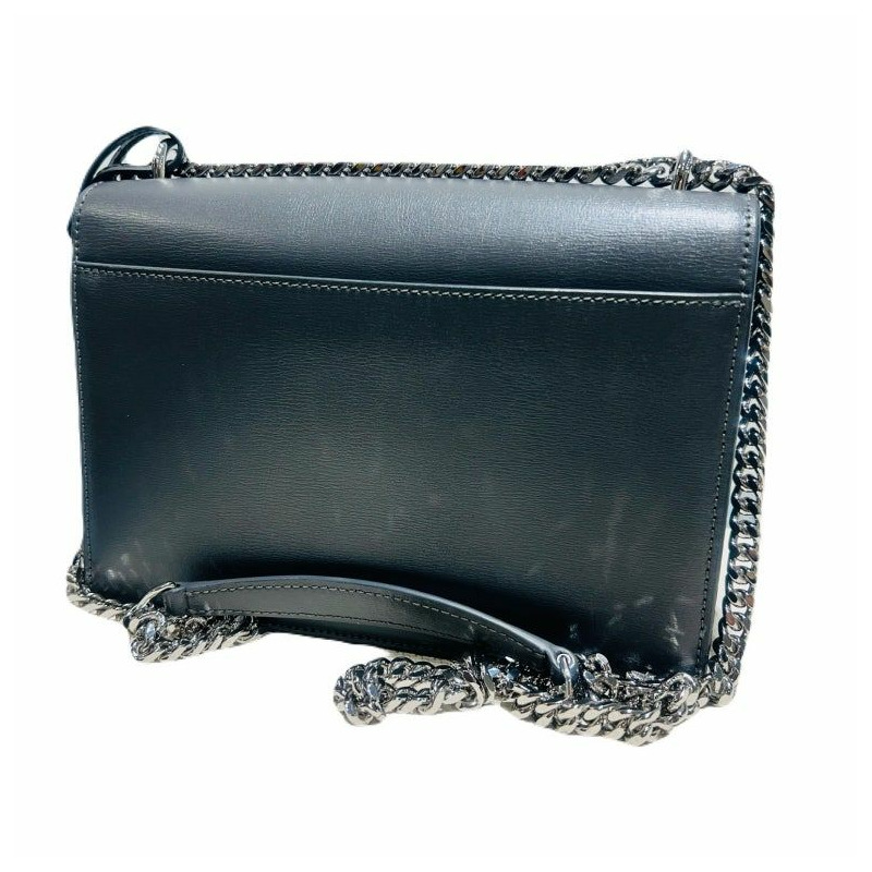 【包稅】SAINT LAURENT YSL 深灰色日落色皮革 Monogram 銀色鏈條單肩斜背包-5