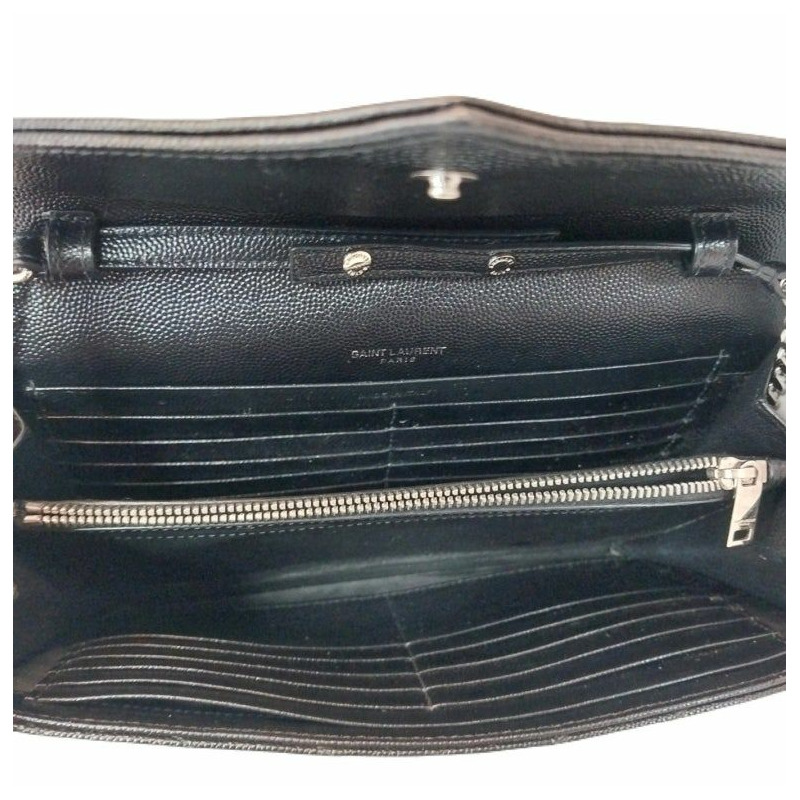 【包稅】SAINT LAURENT YSL黑色Monogram Matelassé Cassandra中型銀鍊斜背包-5