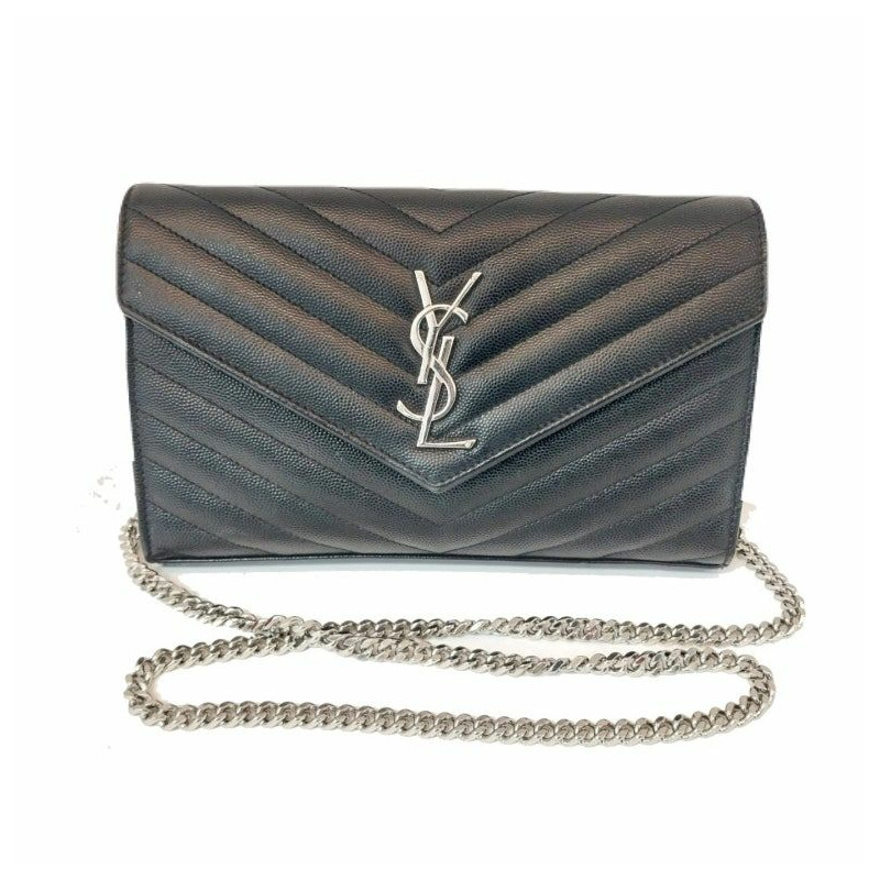 【包稅】SAINT LAURENT YSL黑色Monogram Matelassé Cassandra中型銀鍊斜背包-6