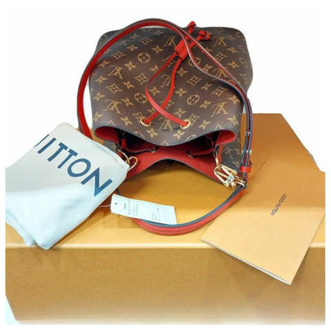 LOUIS VUITTON NeoNoe MM 罌粟紅 Monogram 帆布水桶包肩包